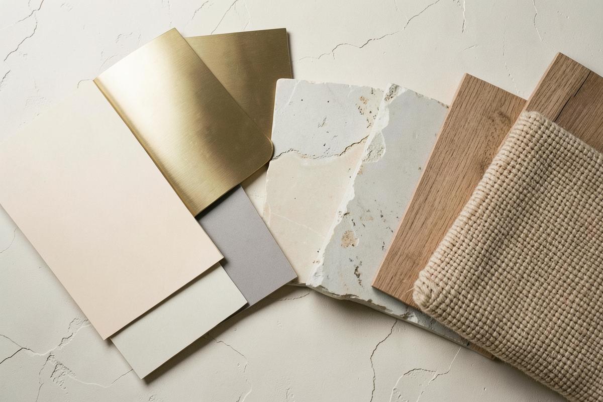 Materiaalstalen van steen, hout, messing en textiel
